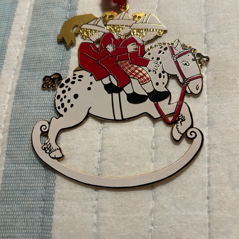 Vintage MMA 1986 Christmas Ornament with Children on Rocking Horse